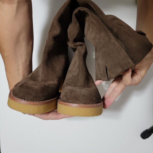 NEW Stuart Weitzman Montana Slouch Suede Boots Womens 8.5 Chocolate Brown Boho - Picture 5 of 10